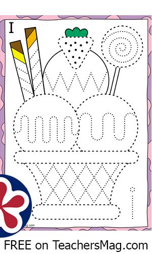 Printable trace coloring pages I is for Ice Cream. We're inviting all preschool teachers to share their activity ideas on our site TeachersMag.com. Simply add a post with 2 photos and a description of the activity. After publishing the post, you will have access to downloadable free worksheets and printables for use in your classroom (preschool, kindergarten, PreK). Tracing Drawings Free Printable, Tracing Coloring Pages, Tracing Pages For Preschool Free, Coloring Kindergarten, Trace Patterns Preschool, Trace And Color, Trace And Colour Worksheet, Trace The Rainbow, Rainbow Tracing Preschool