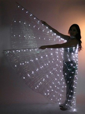 LED Isis Wings in White and White Opal at Bellydance.com Led Wings, Light Up Clothes, Stage Theater, Dance Props, Stage Dance, Praise Dance, Dance Stage, Dance Accessories, Evil Clowns