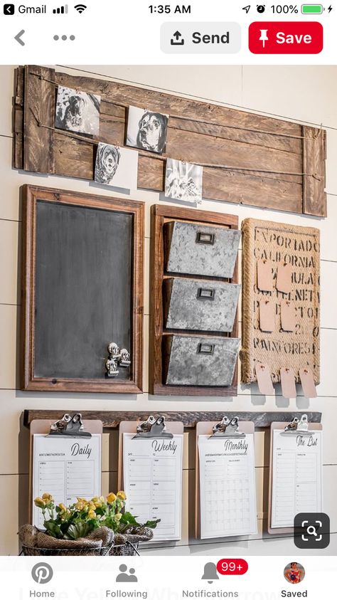 Home Command Center, Farmhouse Desk, Farmhouse Office, Diy Rustic Home, Family Command Center, Cute Dorm Rooms, Memo Boards, Small Home Office, Rustic Farmhouse Style