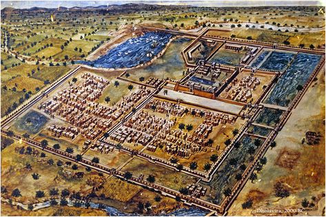 The planned city of Dholavira around 4000 years ago, one of the great vestiges of the Indus Valley Civilization, India Ancient India Map, Harappan Civilization, Indus Civilization, India Places, Mohenjo Daro, Ancient World History, Ancient Indian Architecture, Cradle Of Civilization, Pictorial Maps