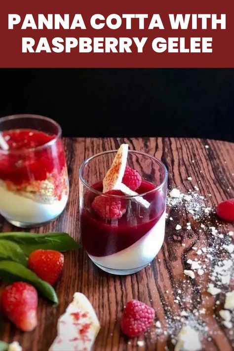 Panna Cotta With Raspberry Gelee Raspberry Gelee, Gordon Ramsey Recipes, Mouthwatering Desserts, Panna Cotta Recipe, Simple Dessert, Make Ahead Desserts, Easy Desserts, Raspberry, Dessert Recipes