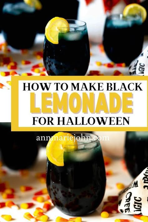 Alcohol Halloween Drinks, Halloween Party Drinks Alcohol, Black Lemonade Recipe, Black Lemonade, Halloween Party Drinks, Postres Halloween, Lemonade Drink, Halloween Drinks Alcohol, Halloween Punch