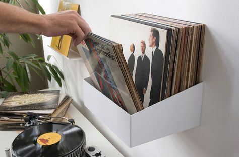 TEEbooks have unveiled a new record storage shelf, billed as "a handy and understated storage system to show off your records." Lp Regal, Living Room Design Diy, Lp Record Storage, Cd Shelves, Pallet Tv Stands, Record Room, Record Shelf, Lp Storage, Tv Storage