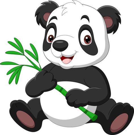 Panda Holding Bamboo, Pandas Playing, Cute Panda Cartoon, Male Cartoon Characters, Panda Illustration, Funny Panda, Vector Animation, Cartoon Drawings Disney, Tree Vector