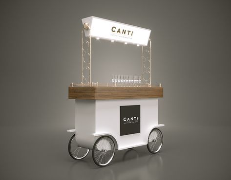 Mobile bar Canti on Behance Roda Gerobak, Food Carts For Sale, Mobile Kiosk, Mobile Coffee Cart, Gerobak Dorong, Bike Food, Bar Deco, Wine Cart, Food Kiosk