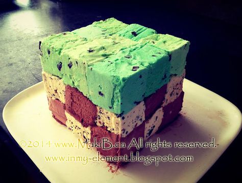 Minecraft-Ice-Cream-Birthday-Cake Minecraft Ice Cream, Cream Birthday Cake, Minecraft Birthday Cake, Mint Chip Ice Cream, Ice Cream Birthday Cake, Minecraft Birthday Party, Chocolate Chip Ice Cream, Minecraft Cake, Ice Cream Birthday