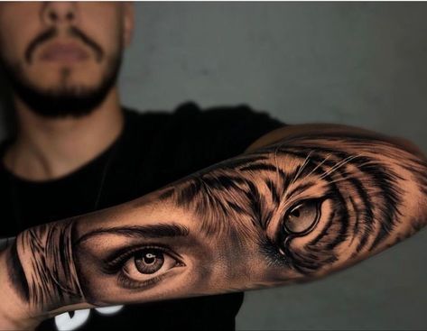 Half Lion Half Woman Tattoo Eyes, Eye Tattoo Ideas For Men, Leg Tattoos Men, Women Tattoo Sleeve, Tattoos Eyes, Men Tattoos Arm, Tattoos Arm Sleeve, Hals Tattoo Mann, Girlfriend Tattoos