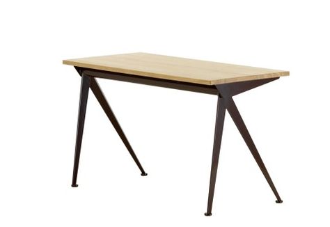 Vitro Prouve Compass table Compass Table, Traditional Home Offices, Wood Table Tops, Vitra Furniture, Industrial Style Furniture, Large Tables, A Compass, Wood Table Top, Solid Wood Table