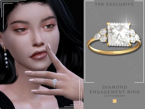 The Sims Resource - Diamond Engagement Ring Sims 4 Jewelry Cc, Sims 4 Jewelry, Infant Jewelry, Guy Jewelry, Sims Accessories, Cc Accessories, Sims 4 Nails, Sims 4 Cheats, Sims 4 Piercings