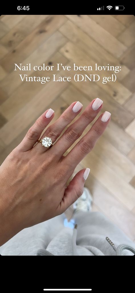 Vintage Lace Nail Color, Nail Color For Blondes, Dnc Nail Colors Gel Neutral, Mother Of Bride Nail Color, Dnd Acrylic Nails, Bridgerton Nails Ideas, Neutral Bridal Nails, Dnd Nude Colors, Simple Neutral Nails