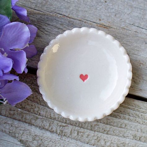 Tiny Biscuit Ring Dish with Heart  Ring Dish  Tiny by SayYourPiece Dash Boutique, Airdry Clay Ring Bowl, Small Ceramic Jewelry Dish, Heart Trinket Dish Clay, Pottery Ring Dish, Ceramic Ring Dish Heart, Pottery Ring, Tiny Bowls, Ring Bowl