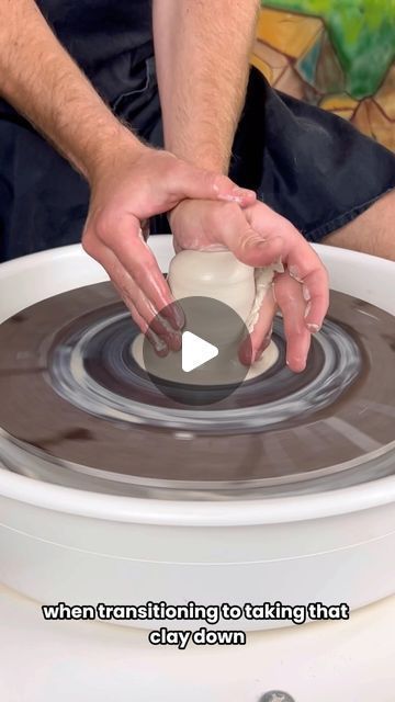 Beginner Throwing Pottery, Ceramics On The Wheel, How To Center Clay On Wheel, Wheel Pottery Beginner, Pottery On The Wheel, Pottery Throwing For Beginners, Centering Clay Pottery Wheel, Pottery Centering, Wheel Thrown Pottery Ideas Beginners