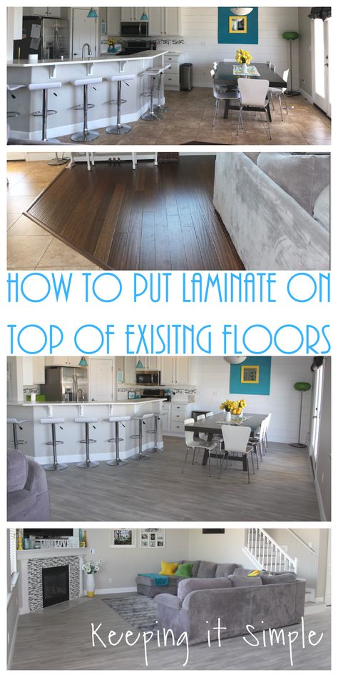 Floating Floors Laminate, Laminate Over Tile Floor, Flooring On Walls, New Floors, Cheap Flooring, Simple Projects, Floating Floor, Laminate Floors, Floor Remodel