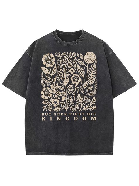 Seek First His Kingdom Unisex Washed T-Shirt Seek First His Kingdom, Style 2025, Minimal Shirt Design, Beige Design, Diy Clothes Design, Concept Clothing, Logo Diy, Design Posters, Grey Beige