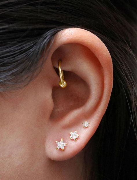 Piercing Lobe, Rose Gold Nose Ring, Ear Lobe Piercings, Marquise Earrings, Gold Star Earrings, Second Piercing, Silver Nose Ring, Star Stud Earrings, Gold Nose Rings