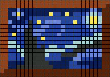 Mini Gallery, Graph Crochet, Diy Perler Bead Crafts, Motifs Perler, Pixel Crochet, Pixel Art Grid, The Starry Night, Tapestry Crochet Patterns, Diy Perler Beads