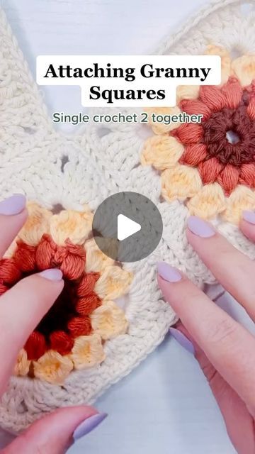 Sofia Bailey on Instagram: "How to attaching Granny Squares by Single crocheting them together!" How To Put Together Granny Squares, How To Join Crochet Granny Squares Together, Crochet Attaching Squares, Single Crochet Joining Granny Squares, How To Sew Crochet Granny Squares Together, How To Attach Crochet Squares, How To See Granny Squares Together, Granny Square Attaching, Combining Granny Squares