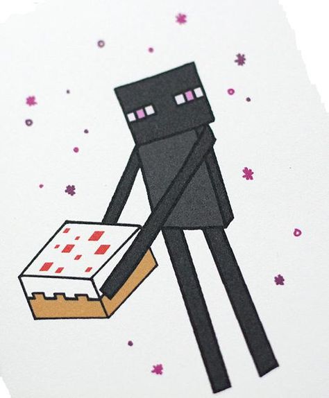 Enderman Tattoo, Minecraft Cards, Minecraft Tattoo, Minecraft Card, Minecraft Birthday Card, Minecraft Enderman, Happy Birthday Drawings, Vday Cards