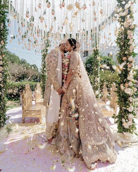 Dreamy Floral Mandaps For Your Summer Wedding! | WedMeGood Aesthetic Mandap Decor, Pastel Mandap, Indian Wedding Mandap, Outdoor Indian Wedding Mandap, Indian Outdoor Mandap, Dreamy Mandap Decor, Indian Beach Wedding Mandap, Mandap Design, Mandap Decor