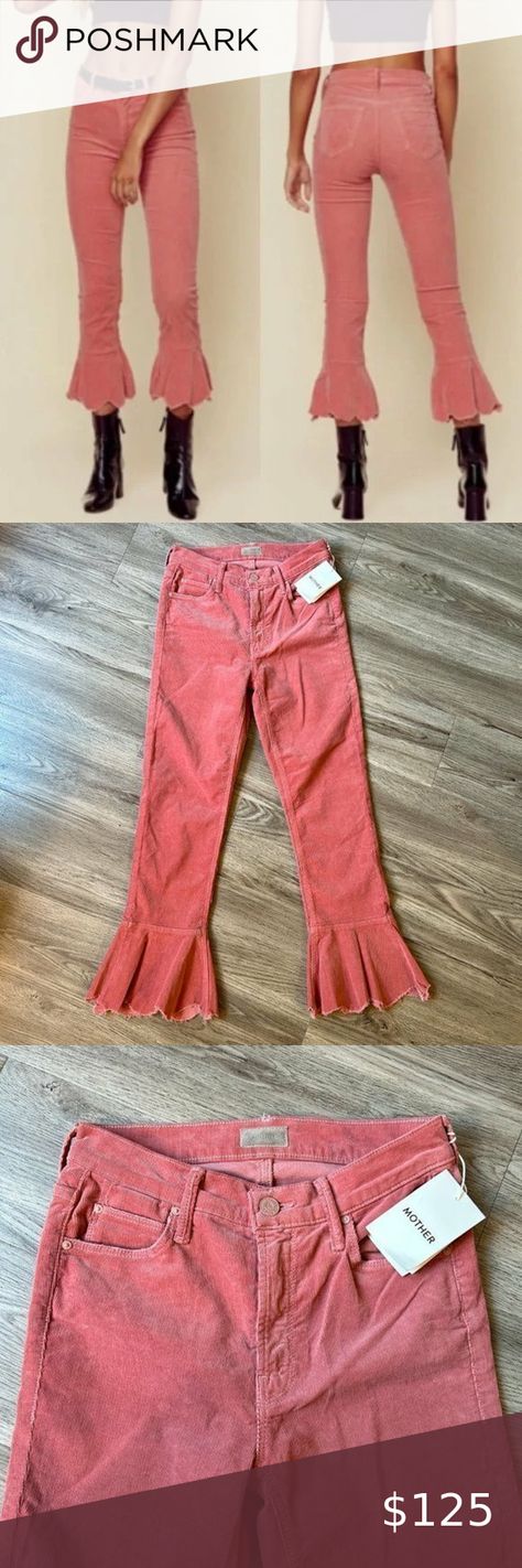 Mother The Cha Cha Chew Pink Corduroy Pants Size 25 NWT Pink Corduroy Pants, Pink Corduroy, Mother Denim, Corduroy Pants, Pink Fashion, High Jeans, Ruffle Hem, Women Jeans, Brand New