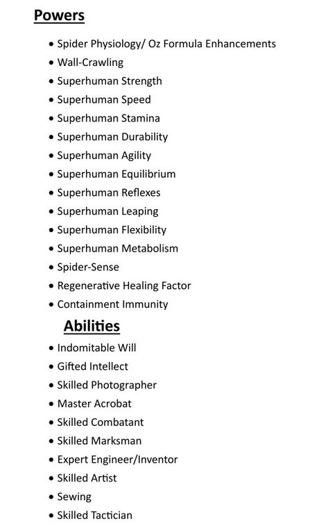 Supernatural Abilities List, Special Abilities List, List Of Superpowers And Abilities, Different Powers For Characters, Super Hero Powers Ideas, Strengths For Characters, Powers To Give Your Characters, Superpowers Ideas List Of, Abilities Powers List