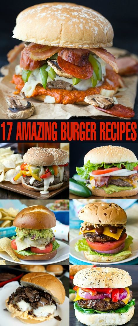 Grill amazing burgers this summer with these flavour-packed hamburgers and mouthwatering toppings. Enjoy a new twist on a favourite summer meal and try one of these amazing burger recipes now! Specialty Hamburgers, Hamburger Toppings Ideas, Hamburger Toppings, Kid Organization, Bbq Hamburgers, Guacamole Burger, Summer Burgers, Gourmet Dishes, Amazing Burger