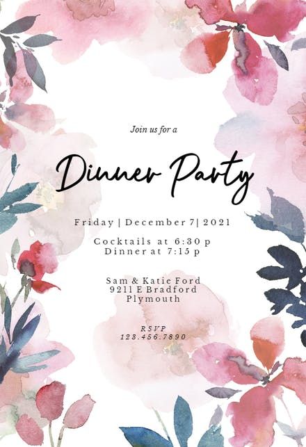 Dinner Party Invitation Templates (Free) | Greetings Island Dinner Party Invitations Template Design, Free Online Party Invitations, Dinner Party Template, Summer Dinner Party Invitations, Free Party Invitations Templates, Dinner Party Invitations Template, Dinner Invitation Card, Dinner Invitation Design, Party Invitations Templates