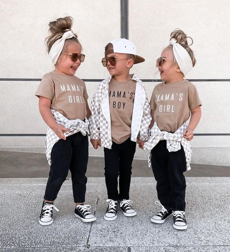 Katie saalfeld on Instagram: “My Mamas girls and boy looking so cute today! We were stopped many many times today about how cute their outfits were! This checkered…” Checkered Outfit, Ivy Girl, Twin Girl, Many Many, Children's Fashion, Checkered Shirt, Girl Mom, Baby Things, 1st Bday