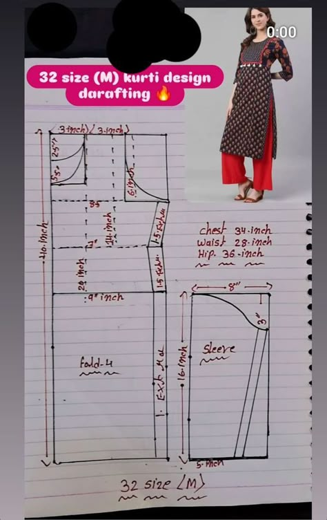 Kurti Measurement Chart, Nayra Cut Kurti, Churidar Pattern, Nayra Cut, Dress Designs For Stitching, Cotton Suit Designs, Tailoring Classes, Diy Dresses, Making Patterns