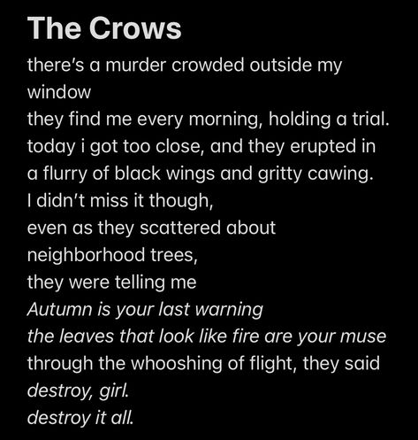 Crow Poem, The Crow Quotes, Crow Quotes, Crow Party, Missing Best Friend, The Crows, The Omen, Writing Inspiration Prompts, Six Of Crows