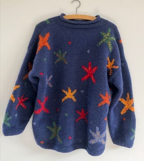 Knit Sweater Cute, Blue Star Clothes, Gillian Owens, Estilo Hippie, Cool Fits, Blue Sweater, Dream Clothes, Looks Vintage, Look Cool