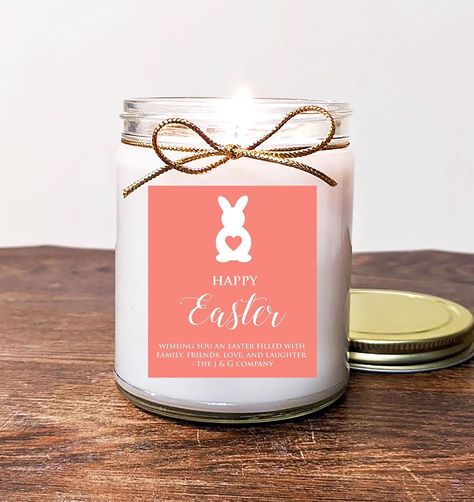 Easter Gift for Employee. Corporate Easter Gift. Personalized Candle. For Client. Gift for Family. 8oz Soy. Corporate Easter Gifts, Easter Corporate Gifts, Gift For Employees, Happy Easter Wishes, Personalized Candle, Easter Wishes, Mount Pleasant, Personalized Candles, Employee Gifts