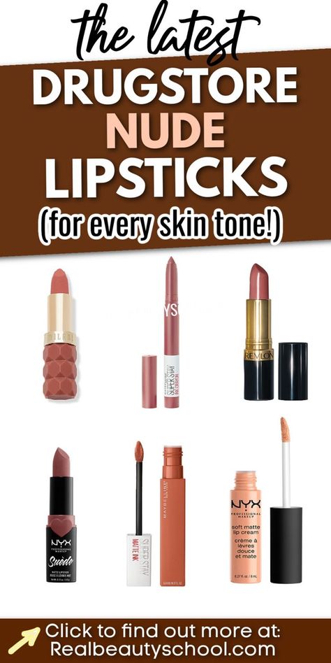 Neutral Lipstick For Medium Skin, Best Nude Lipstick For Medium Skin, Nude Lipstick Shades For Brown Skin, Drugstore Matte Lipstick, Best Nude Lipstick Shades, Brown Nude Lipstick, Best Nude Lipstick, Nude Matte Lipstick, Lipstick On Brown Skin