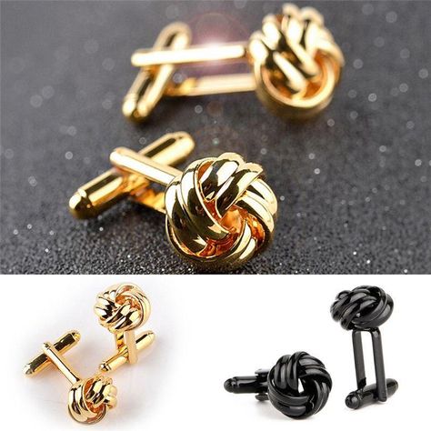 New Fashion Vintage Men's Suits Shirt Knot Twisted Cufflinks Wedding Business Cuff Links Gifts Cufflinks Men Classic, Idea For Business, Gold Tie, Men Stuff, Gold Cufflinks, Men Classic, Cufflink Set, Twist Knot, Cufflinks Wedding