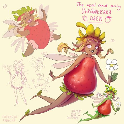 #pixie #strawberrydress #characterdesign #fairy #fruitfairy Fruit Fairy, Cool Projects, Strawberry Dress, Fairy Art, Artist Style, Book Characters, Make Art, Children’s Books, Design Inspo