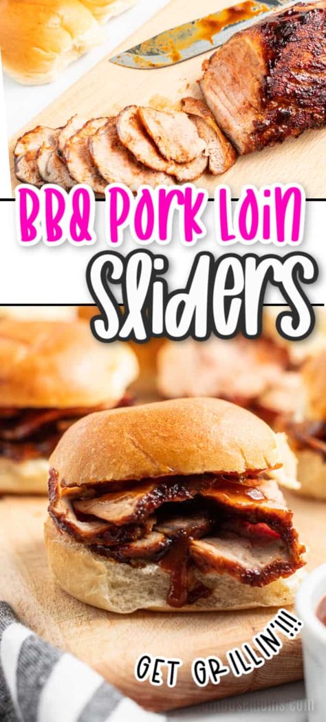 Bbq Pork Loin Recipes, Pork On Bbq, Pork Tenderloin Recipes On Grill, Pork Chop Sliders, Pork Loin Grilled, Pork Loin Appetizers, Pork Loin Sliders Hawaiian Rolls, Cheap Bbq Ideas, Pork Loin Bbq