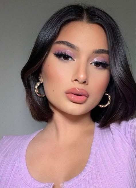 Eyeshadow Purple, Purple Eyeshadow Looks, Lilac Eyeshadow, Purple Makeup Looks, Eyeshadow Blue, Makeup Purple, Makeup Dark, Makeup Light, Drag Make-up