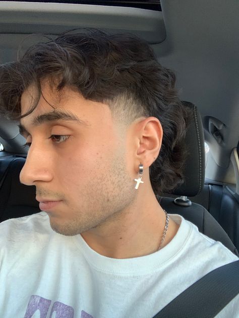 Mullet Fade Middle Part, Straight Mullet Haircut Men, Short Mullet Middle Part Mens, Mullet With Tapered Sides, Half Mullet Men, Men’s Taper Mullet, Low Taper Mullet Middle Part, Athletic Mullet, Mens Mullet Hairstyle Modern Curly