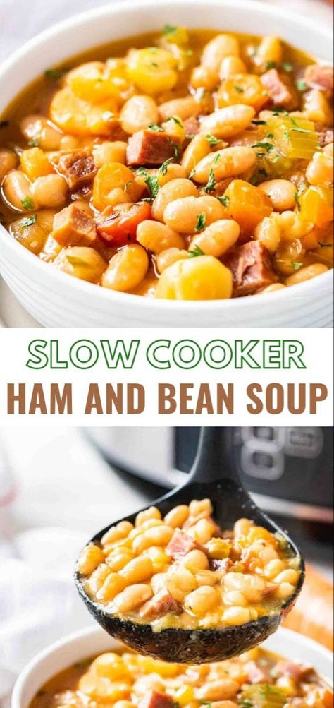 Leftover Ham Recipes Crockpot, Bean Soup Crockpot, Crockpot Ham And Beans, Crock Pot Ham, Ham And Bean, Slow Cooker Ham, Crockpot Ham, Leftover Ham Recipes, Ham Soup