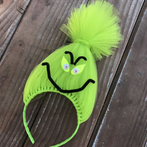 Diy Grinch Headband, Grinch Costume For Kids Diy, Grinch Headband, Christmas Headband Diy, Whoville Costumes, Grinch Costumes, Grinch Christmas Party, Diy Ugly Christmas Sweater, Grinch Party