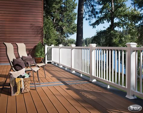 With summer winding down, it’s the perfect time to replace your wood deck with… Trex Saddle, Trex Deck Colors, Trex Colors, Deck Railing Kits, Trex Composite Decking, Wpc Decking, Composite Decking Boards, Deck Colors, Composite Deck