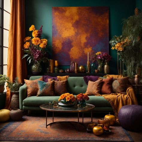 Burnt Orange Living Room, Egyptian Home Decor, Teal Living Rooms, Orange Rooms, Living Room Orange, Bedroom Orange, Home Decor Colors, Orange Wall Art, Orange Walls