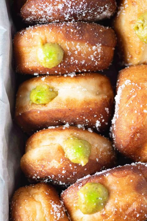 Donuts From Biscuits, Eggless Donut Recipe, Make Donuts At Home, Pistachio Rose, Donut Flavors, Donuts Donuts, Fried Donuts, Eggless Desserts, Full Fat Yogurt