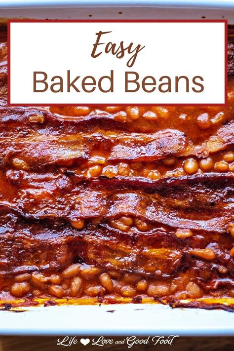 Baked Beans From Pork And Beans Recipe, Baked Beans From Canned Pork And Beans, Quick And Easy Baked Beans, Baked Beans Using Pork And Beans, Pork And Beans Casserole, Easy Baked Beans With Bacon, Bake Beans With Bacon, Pork N Beans Baked Beans, Easy Quick Potluck Dishes