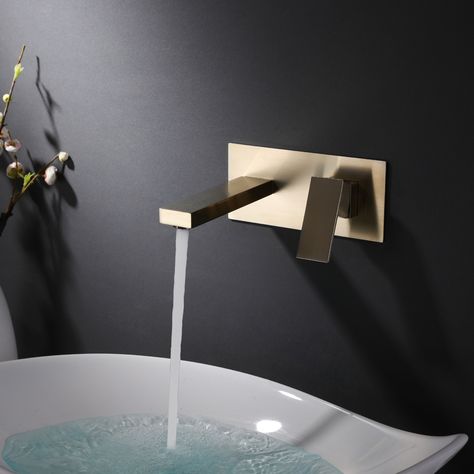 Tap Design Bathroom, Wall Mounted Faucet Bathroom, Wall Faucet Bathroom, Porcelanosa Bathroom, Taps For Bathroom, Adu Bathroom, Flat House Design, Wall Mounted Faucet, Bathroom Basin Taps