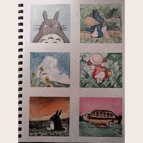 Watercolor Studio Ghibli Totoro Drawing Watercolor, Aesthetic Ghibli Painting, Studio Ghibli Mini Painting, Ghibli Drawing Watercolor, Watercolor Art Studio Ghibli, Gouche Painting Ideas Studio Ghibli, How To Draw Like Studio Ghibli, Studio Ghibli Painting Watercolor, Ghibli Drawing Ideas