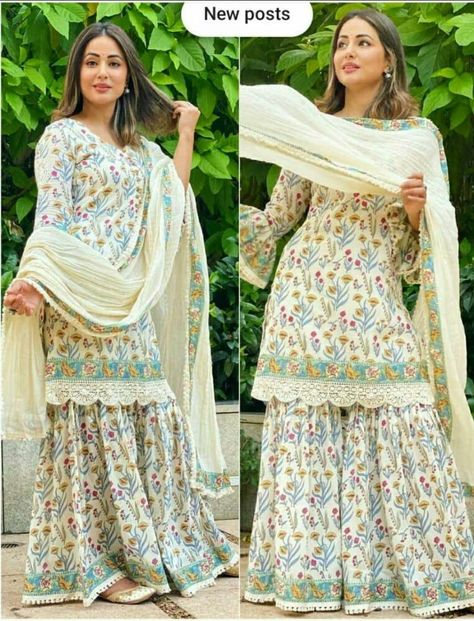 Sharara Kurti, Pakistani Kurti Designs, Kurti Dupatta, Designer Sharara, Sharara Designs, Simple Kurti Designs, Gaun Fashion, Stylish Short Dresses, Indian Kurta