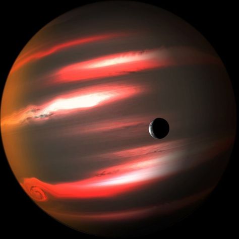 ⚫️ Darkest Known Exoplanet.  TrES-2b is a Jupiter-sized exoplanet discovered in 2006 by the Trans-Atlantic Exoplanet Survey (TrES). It happens to be in the field-of-view of NASA’s Kepler space telescope and observations by Kepler found that it reflects less than one percent of the sunlight falling on it. This makes TrES-2b one of the darkest exoplanets currently known. TrES-2b orbits just five million kilometres from its parent star and has an orbital period of only 2.47 days. It is in a catego Tres 2b, Ike Turner, Dark Planet, Austin Moon, Acid Rock, Eclipse Solar, Rory Gallagher, Gas Giant, Planets Wallpaper