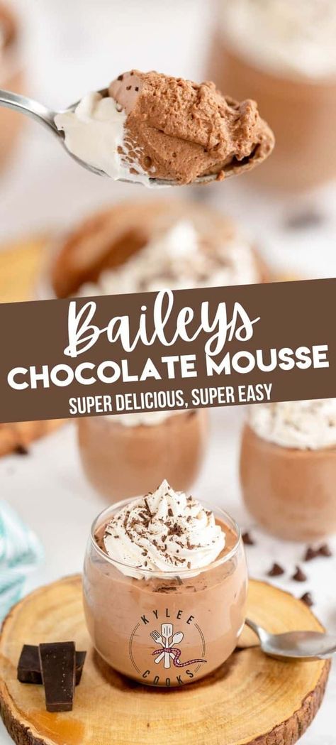 How about this Bailey's Chocolate Mousse?  It's creamy, decadent, rich and it ABSOLUTELY hits the spot after dinner. Chocolate Chip Vanilla Mousse, Baileys Chocolate Liquor, Baileys Chocolate Mousse, Baileys Mousse, Bailey Mousse, Baileys Dessert, Impressive Dessert, Baileys Recipes, Impressive Desserts