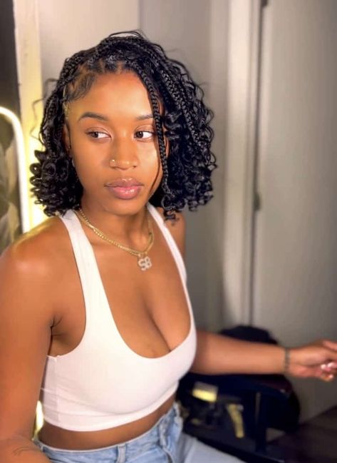 50 Boho Bob Knotless Braids Hairstyles Everyone's Loving Hairstyles Names, Box Braids Bob, Hairstyles Korean, Bob Braids Hairstyles, Short Box Braids Hairstyles, Short Box Braids, Goddess Braids Hairstyles, Single Braids, Bob Braids